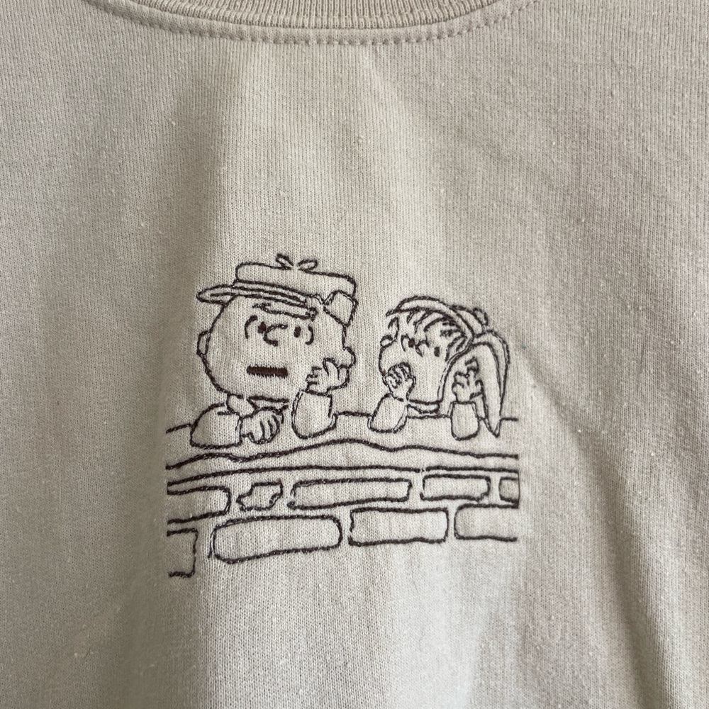 Charlie Brown and Linus embroidered sweatshirt beige tan